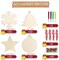 40pcs Wooden Christmas Ornaments Crafts for Kids, DIY Christmas Crafts Ornament Making Kit Unfinished Wood Slices with Holes, Hanging Christmas Centerpieces Decorations, 4 Styles